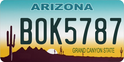 AZ license plate BOK5787