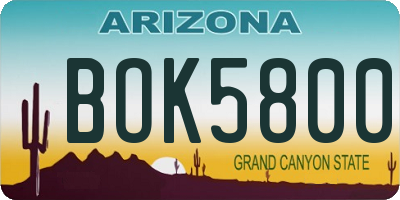 AZ license plate BOK5800