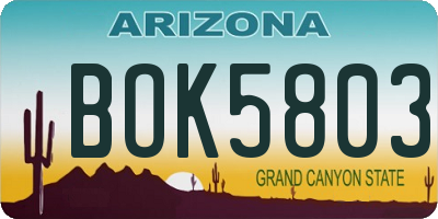 AZ license plate BOK5803
