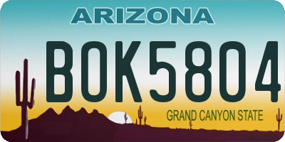 AZ license plate BOK5804