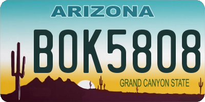 AZ license plate BOK5808