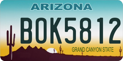 AZ license plate BOK5812