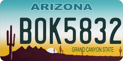 AZ license plate BOK5832