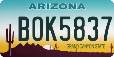 AZ license plate BOK5837