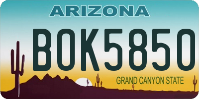 AZ license plate BOK5850