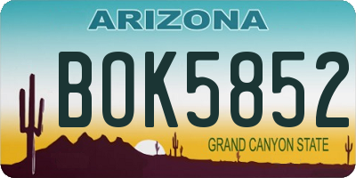 AZ license plate BOK5852