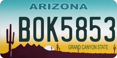 AZ license plate BOK5853