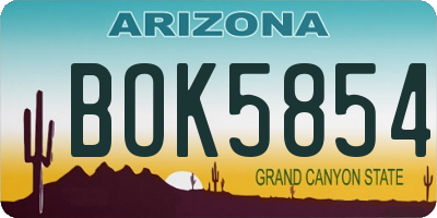 AZ license plate BOK5854