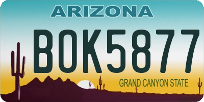 AZ license plate BOK5877