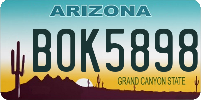 AZ license plate BOK5898