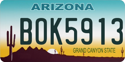 AZ license plate BOK5913