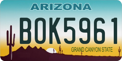 AZ license plate BOK5961