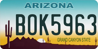 AZ license plate BOK5963