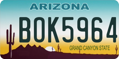 AZ license plate BOK5964