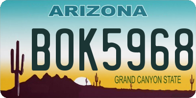 AZ license plate BOK5968