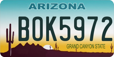 AZ license plate BOK5972