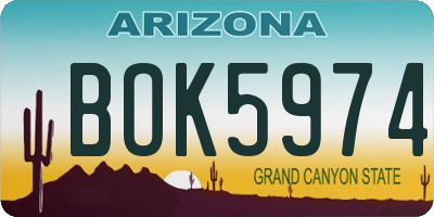 AZ license plate BOK5974