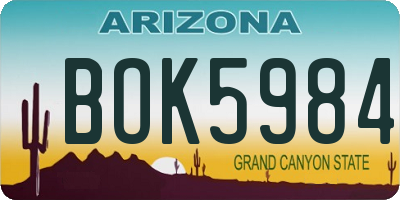 AZ license plate BOK5984