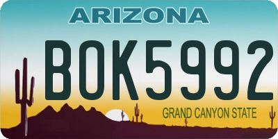 AZ license plate BOK5992