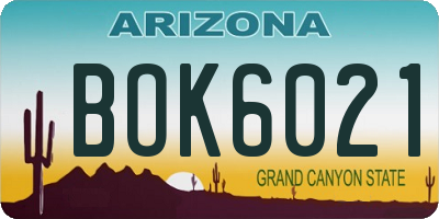 AZ license plate BOK6021