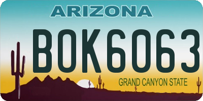 AZ license plate BOK6063