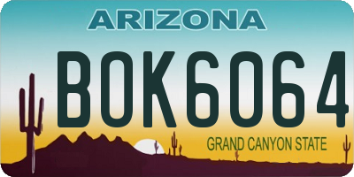 AZ license plate BOK6064