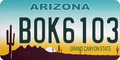 AZ license plate BOK6103