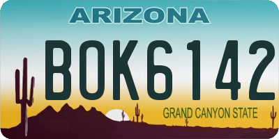 AZ license plate BOK6142