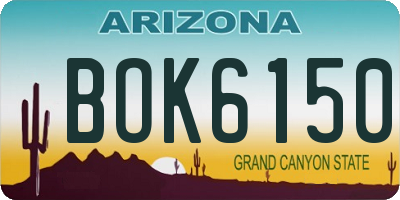 AZ license plate BOK6150