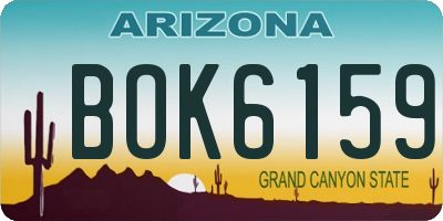 AZ license plate BOK6159