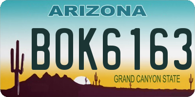 AZ license plate BOK6163