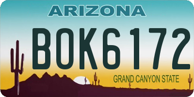 AZ license plate BOK6172