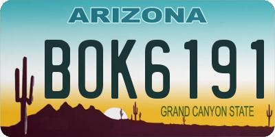 AZ license plate BOK6191