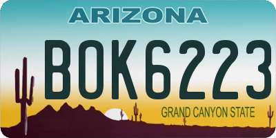 AZ license plate BOK6223