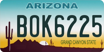 AZ license plate BOK6225