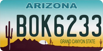 AZ license plate BOK6233