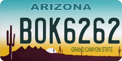 AZ license plate BOK6262