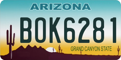 AZ license plate BOK6281