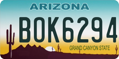 AZ license plate BOK6294