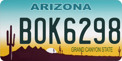 AZ license plate BOK6298