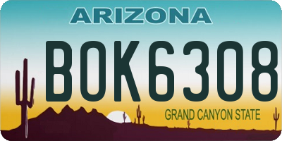 AZ license plate BOK6308