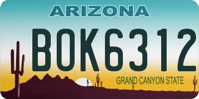 AZ license plate BOK6312