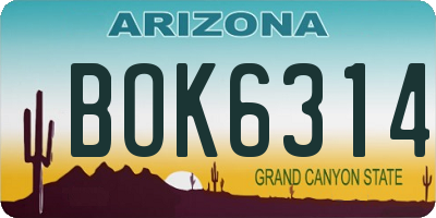 AZ license plate BOK6314