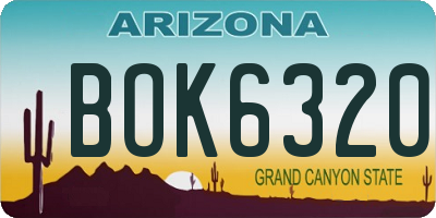 AZ license plate BOK6320