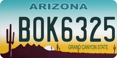 AZ license plate BOK6325