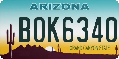 AZ license plate BOK6340