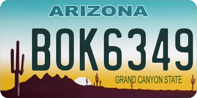 AZ license plate BOK6349