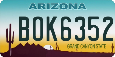 AZ license plate BOK6352