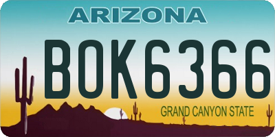 AZ license plate BOK6366