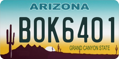 AZ license plate BOK6401